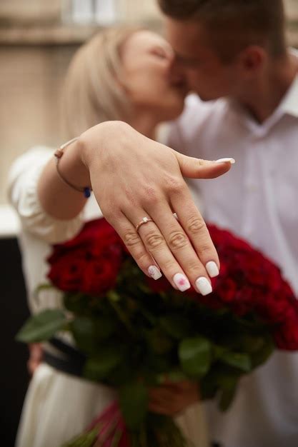 Premium Photo Happy Woman Shows Engagement Ring After Proposal