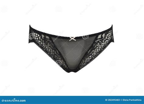 Lingerie Black Women S Lace Panties Isolated On White Background Stock