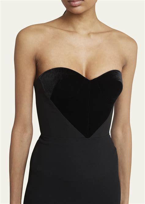 Alex Perry Velvet Contrast Strapless Sweetheart Mini Dress Bergdorf