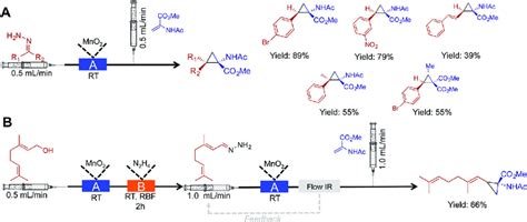 Continuous Flow Synthesis Of Cyclopropane Rings A A Two Step Process