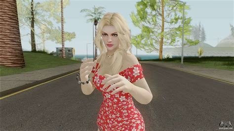 Rachel Casual Red Flower Dress For Gta San Andreas