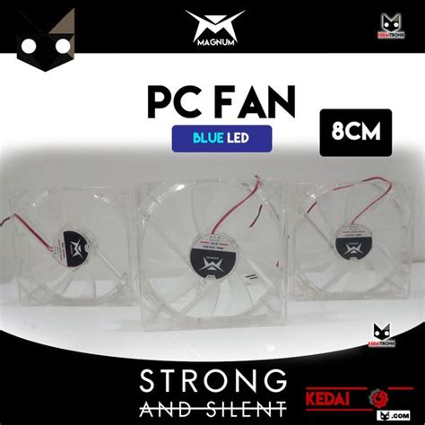 Jual Fan Casing PC 8cm Transparant MAGNUM Blue LED Biru 8 Cm Kipas