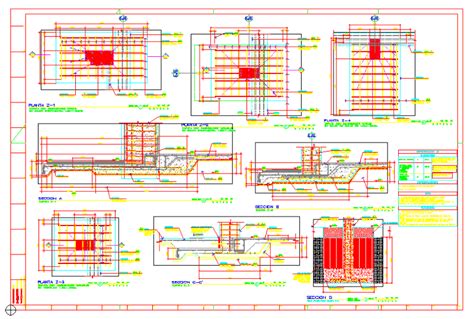 Plano Cimentaciones En AutoCAD Librería CAD Diseno De Cimentaciones