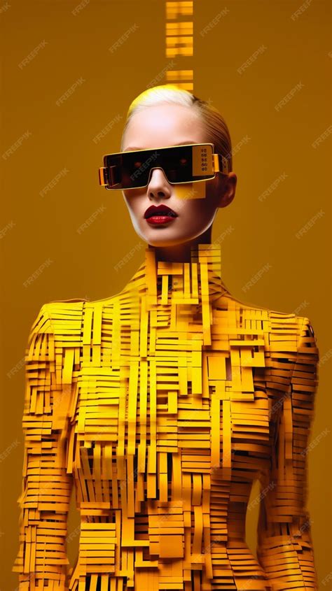 Premium Ai Image A Close Up Of A Woman Wearing A Yellow Dress And