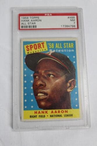 Hank Aaron 1958 Topps All Star 488 PSA 7 NM Baseball Card EBay