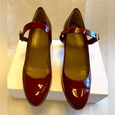 Anyi Lu Red Patent Leather Detachable Strap Mary Jane Pumps Made In