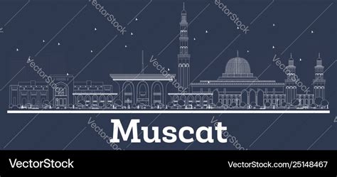 Outline muscat oman city skyline with white Vector Image