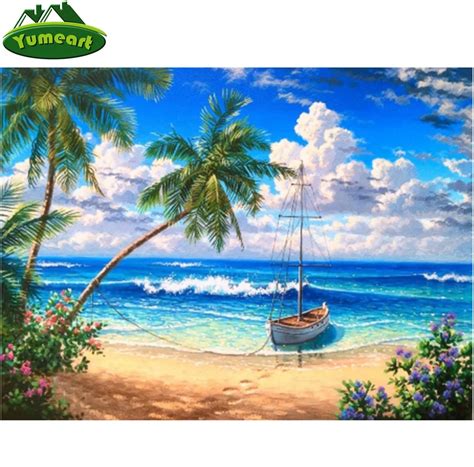 Full Mosaic Diamond Painting Summer Beach Getaway Oil Painting Mosaic