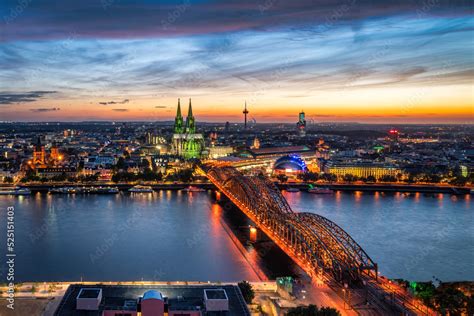 Cologne skyline at sunset with view of Kölner Dom Cologne Cathedral