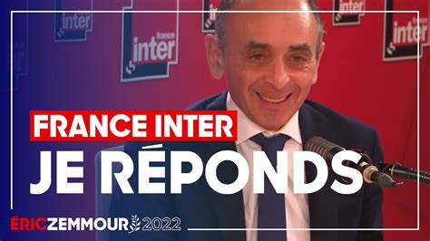 Éric Zemmour invité chez France Inter YouTube