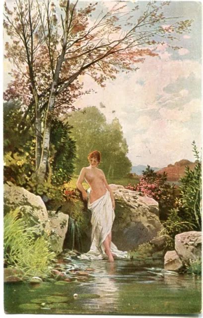 CARTOLINA EROTICA ARTISTA H Corrodi Ninfa Donna Sull Acqua Nuda