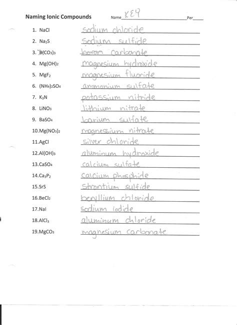 Ionic Bonding And Ionic Compounds Worksheet Answers Printable Word