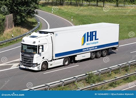 Scania V8 Temperature Controlled Semi Hauls Frozen Food Editorial Image
