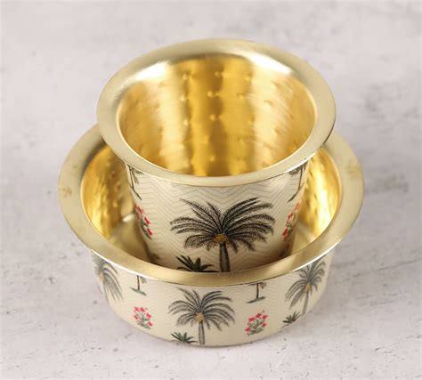 Buy Chevron Palms Brass Coffee Tumbler Set Brass Coffee Tumbler Set