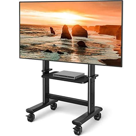 Mobile Tv Cart Rolling Tv Stand With Wheels For 55 98 Inch Lcd Led Flat