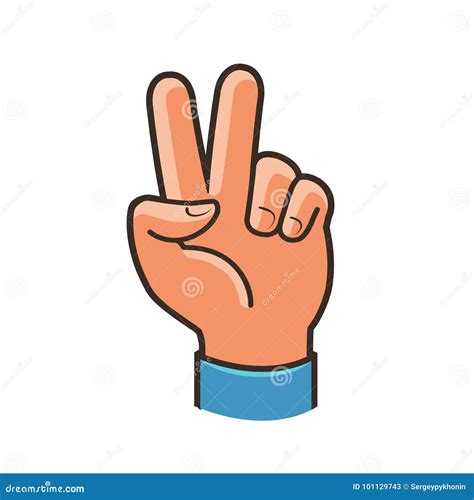 Victory Sign Gesture Two Fingers Raised Up Peace Winning Symbol