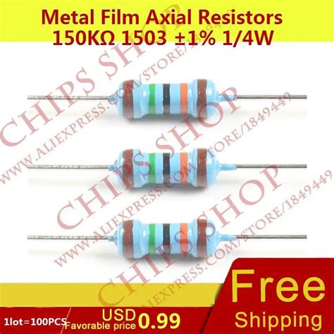 Lot Pcs Metal Film Axial Resistors Kohm W Ohm