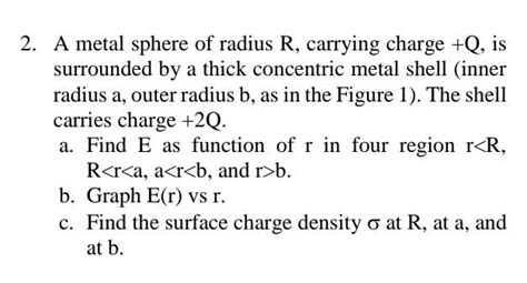 Solved 2 A Metal Sphere Of Radius R Carrying Charge Q Is Chegg