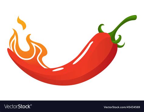 Spicy Level Hot Chili Pepper Icon With Flame Vector Image