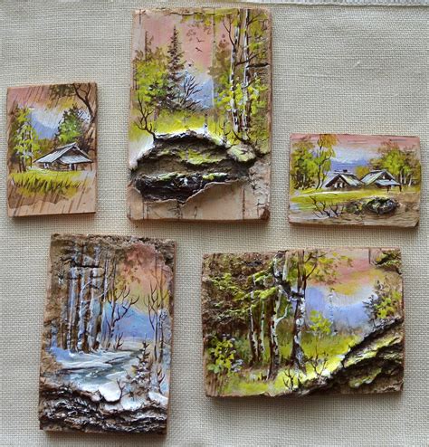 Миниатюра из бересты. Или кабашоны для украшений. | Barn wood art, Wood ...
