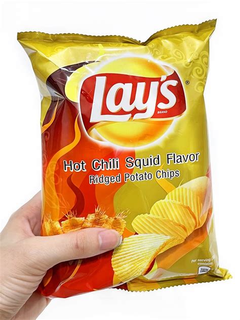 [review] Lays Hot Chili Squid Flavor Ridged Potato Chips In 2023