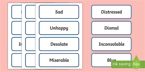 Sad Synonyms Word List Ready To Print Resources Twinkl