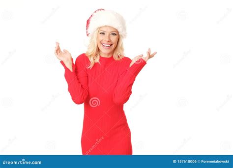 Pretty Model Santa Helper Is Sending A Kisses Stock Photo Image Of