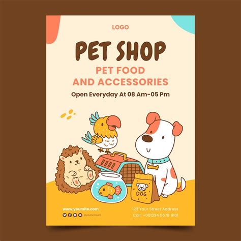 Free Vector Hand Drawn Pet Shop Poster Template