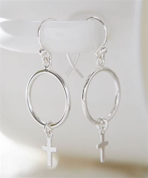 Sterling Silver Cross Hoop Drop Earrings Walmart