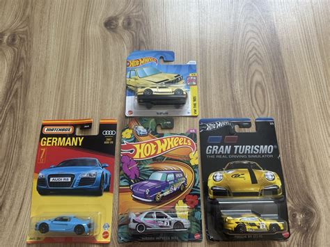 Hot Wheels Matchbox Mix 4szt R8 92 BMW M3 Subaru Impreza Porsche 911 GT3 Wrocław Kup teraz