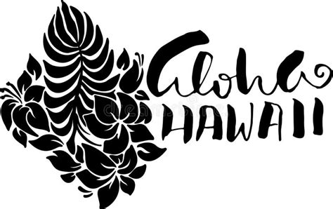 Mano Dibujada Frase Aloha Hawaii Con Patrón Floral Diseño Moderno De