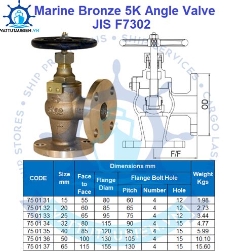 MARINE BRONZE 5K ANGLE VALVE JIS F7302 SHIP SUPPLY IN VN