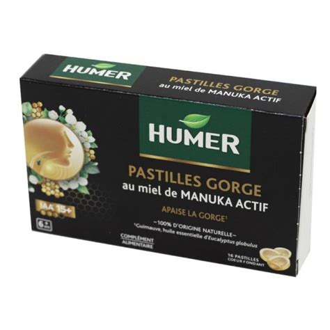 HUMER 16 Pastilles Gorge Au Miel De Manuka Actif IAA 15 3664492014227