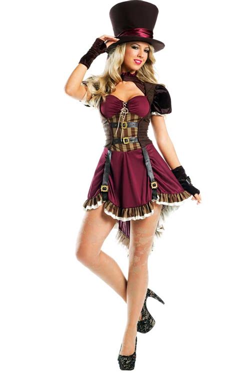 Sexy Brass Babe Mad Hatter Victorian Wild West Steampunk Costume Adult