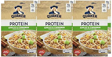 Quaker Instant Oatmeal Protein Apple Cinnamon 10g Protein6 Countpack Of 6 Pricepulse