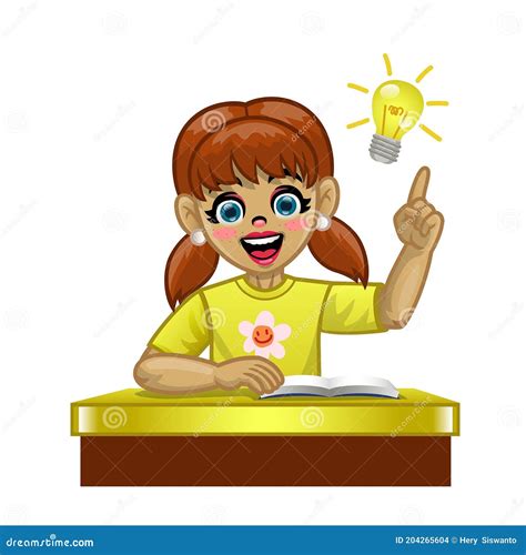 Estudiante Blanca De La Caricatura En La Escuela Ilustración Del Vector
