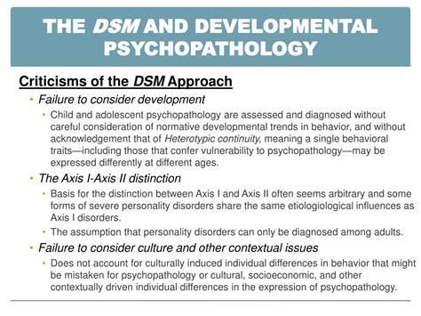 PPT Developmental Psychopathology And The Diagnostic And Statistical