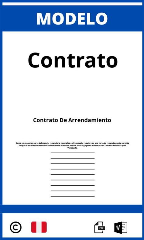 Modelo De Contrato De Arrendamiento Per