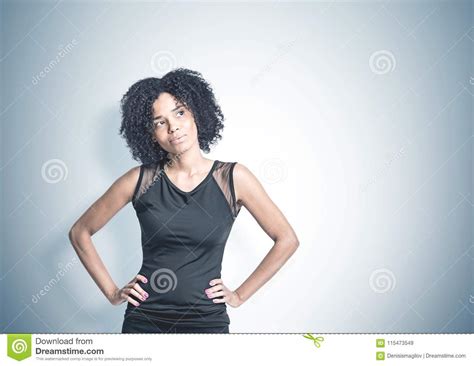 Pensive African American Woman Mock Up Background Stock Image Image