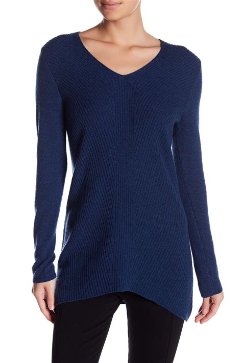 Griffen Cashmere Cashmere Long Sleeve Ribbed V Neck Sweater