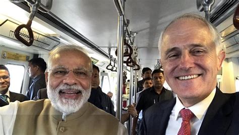 Pm Narendra Modi And Australian Pm Malcolm Turnbull Takes Delhi Metro