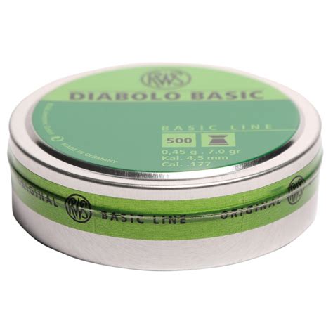 RWS Diabolo Basic 0.177 (4.5mm) Pellets | 7.0gr, 500ct | Airgun Shop