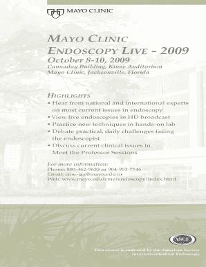 Fillable Online Mayo CME FLA Card Endoscropy Live 2009 MC8100 54