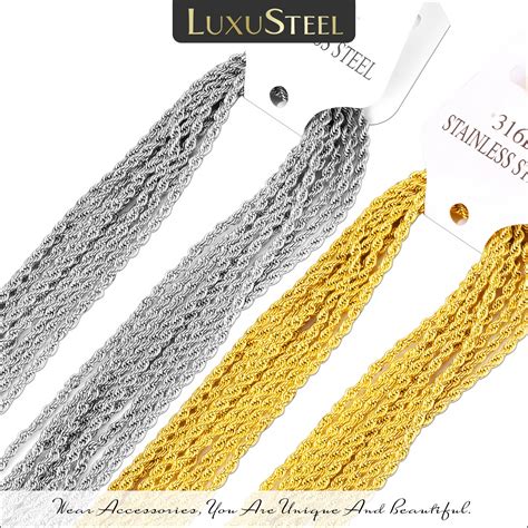 Luxusteel No Fade 10pcs Lot Stainless Steel Twist Chain Necklaces 2mm