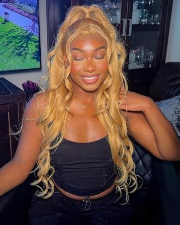 Amazon OWNFUN 22 Inch Honey Blonde Lace Front Wigs Human Hair