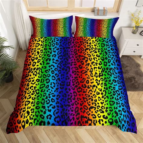 Rainbow Leopard Print Bedding