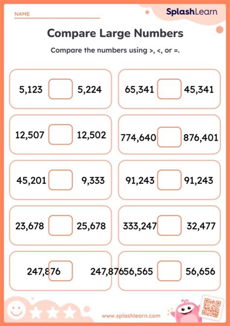 Compare Large Numbers Using Symbols Worksheet