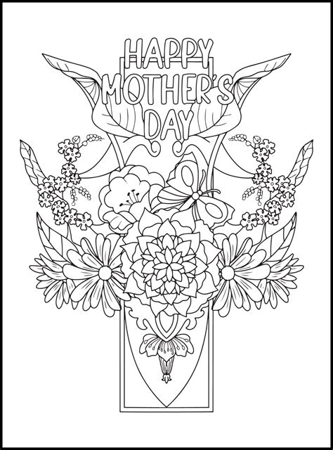 Mothers Day Adult Coloring Pages 18865939 Vector Art At Vecteezy