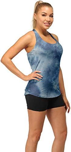 Icyzone Built In Bra Workout Tank Tops For Women Open Back Strappy