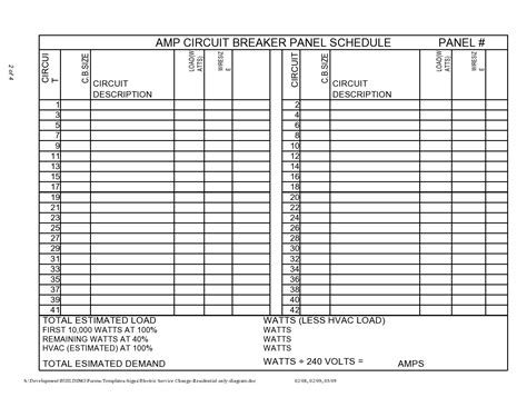 Panel Schedule Template Pdf